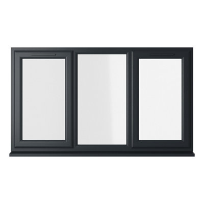 Lacerta Double glazed Window LH & RH Side Hung Fixed Centre Grey/White Clear Glazed 1770 x 1190mm
