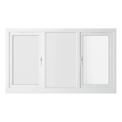 Lacerta Double glazed Window LH & RH Side Hung Fixed Centre Grey/White Clear Glazed 1770 x 1190mm