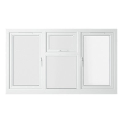Lacerta Double glazed Window LH & RH Side Hung & Top Centre Grey/White Clear Glazed 1770 x 965mm