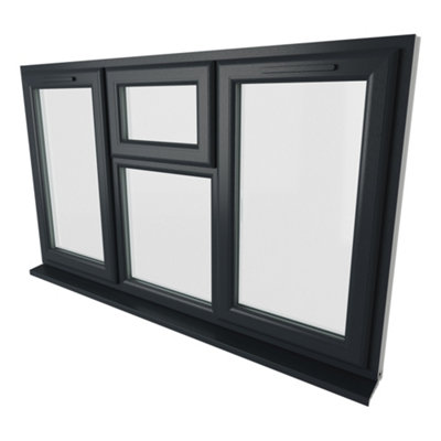 Lacerta Double glazed Window LH & RH Side Hung & Top Centre Grey/White Clear Glazed 1770 x 965mm