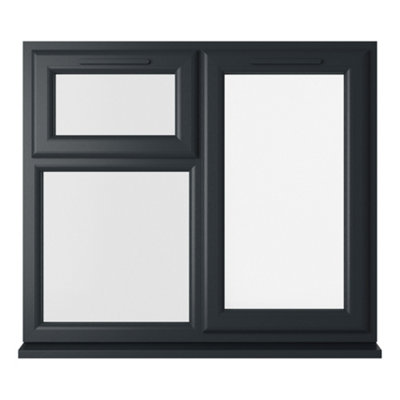 Lacerta Double glazed Window RH Side Hung and Top Opener Grey/White Clear Glazed 1190 x 1115mm
