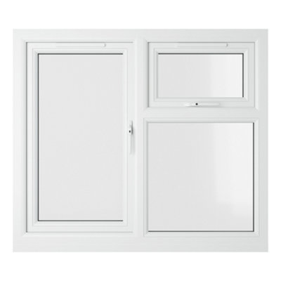 Lacerta Double glazed Window RH Side Hung and Top Opener Grey/White Clear Glazed 1190 x 1115mm