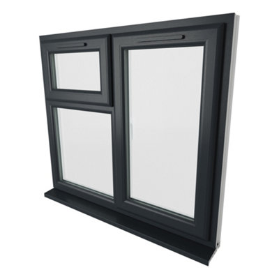Lacerta Double glazed Window RH Side Hung and Top Opener Grey/White Clear Glazed 1190 x 1115mm