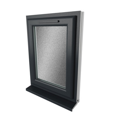 Lacerta Double glazed Window Right Hand Side Hung Grey/White Obscure Glazed 610 x 820mm