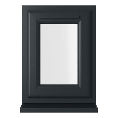 Lacerta Double glazed Window Top Hung Opener Grey/White Clear Glazed 440 x 610mm