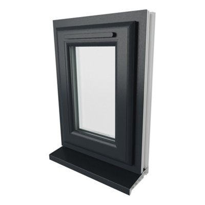 Lacerta Double glazed Window Top Hung Opener Grey/White Clear Glazed 440 x 610mm