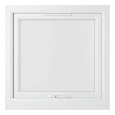 Lacerta Double glazed Window Top Hung Opener Grey/White Clear Glazed 820 x 820mm