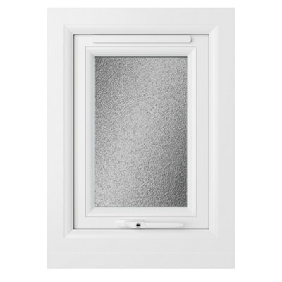 Lacerta Double glazed Window Top Hung Opener Grey/White Obscure Glazed 440 x 610mm