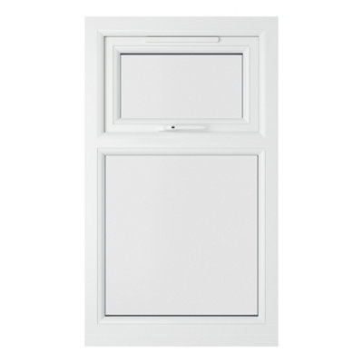 Lacerta Double glazed Window Top Hung Over Fixed Light Grey/White Clear Glazed 610 x 1190mm