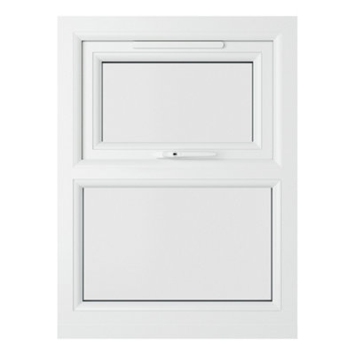 Lacerta Double glazed Window Top Hung Over Fixed Light Grey/White Clear Glazed 905 x 1040mm