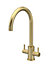 Lacerta Kitchen Mono Mixer Tap with 2 Lever Handles, 436mm - Brushed Brass - Balterley