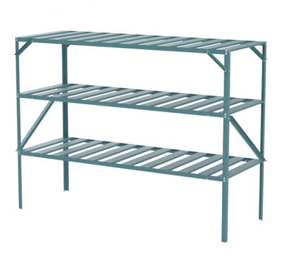 Lacewing Traditional 3 Tier Greenhouse Staging Shelf Workbench in Green 126cm - 3