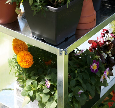 Lacewing X2 Traditional 2 Tier Greenhouse Staging Shelf Workbench in Silver 119cm - 4