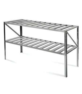 Lacewing X2 Traditional 2 Tier Greenhouse Staging Shelf Workbench in Silver 126cm