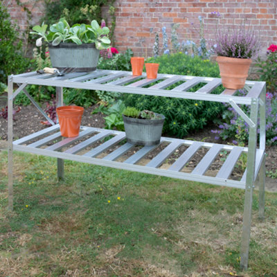 Lacewing X2 Traditional 2 Tier Greenhouse Staging Shelf Workbench in Silver 126cm - 3