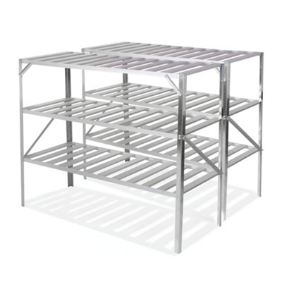 Lacewing X2 Traditional 3 Tier Greenhouse Staging Shelf Workbench in Silver 126cm