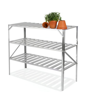 Lacewing X2 Traditional 3 Tier Greenhouse Staging Shelf Workbench in Silver 126cm - 4