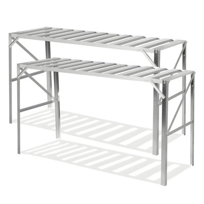 Lacewing X2 Traditional Greenhouse Staging Shelf Workbench in Silver 126cm