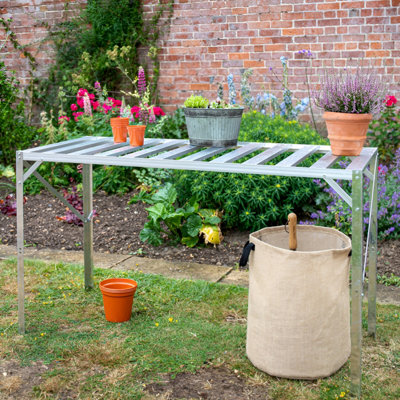 Lacewing X2 Traditional Greenhouse Staging Shelf Workbench in Silver 126cm