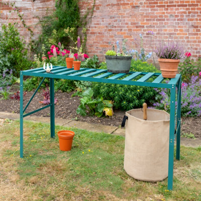 Lacewing X2 Traditional Greenhouse Staging Shelf Workbench Table in Green 126cm