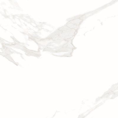 Lacey Matt White Marble Effect Porcelain Wall & Floor Tile Pack of 38 Tiles 13m² (L)600mm (W)600mm