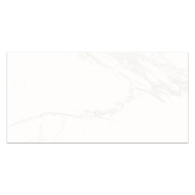 Lacey Polished White Marble Effect Porcelain Wall & Floor Tile - Pack of 160 Tiles, 28m² - (L)600(W)300mm