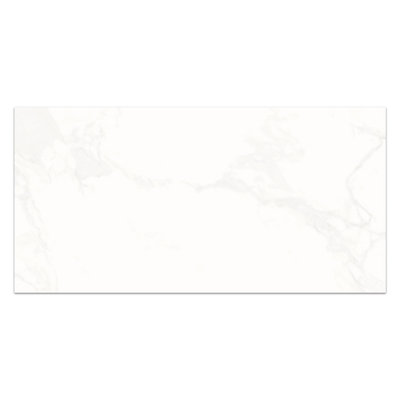 Lacey Polished White Marble Effect Porcelain Wall & Floor Tile - Pack of 160 Tiles, 28m² - (L)600(W)300mm