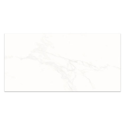 Lacey Polished White Marble Effect Porcelain Wall & Floor Tile - Pack of 160 Tiles, 28m² - (L)600(W)300mm