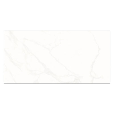 Lacey Polished White Marble Effect Porcelain Wall & Floor Tile - Pack of 80 Tiles, 14m² - (L)600(W)300mm