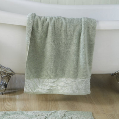 Lacie 100% Cotton Green Crushed Leaf Pattered Towel Price Comparisons | Compare The Build