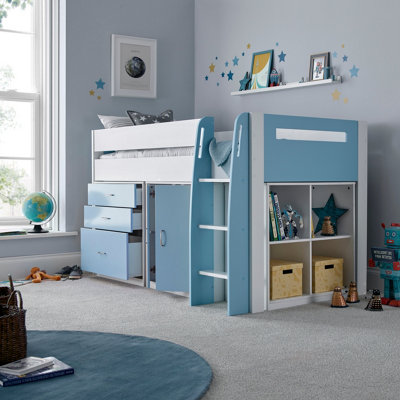 Lacy Blue Storage Mid Sleeper Bed