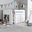 Lacy White Storage Mid Sleeper Bed And Spring Mattress