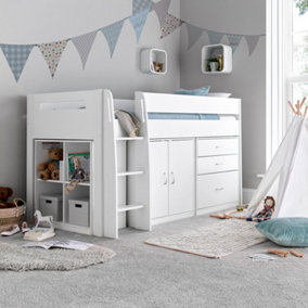 Lacy White Storage Mid Sleeper Bed And Spring Mattress