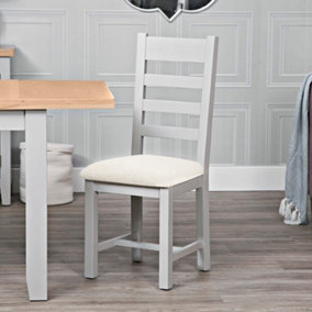 Ladder Back Dining Chair with Fabric Seat - L41 x W46.5 x H100 cm - Grey