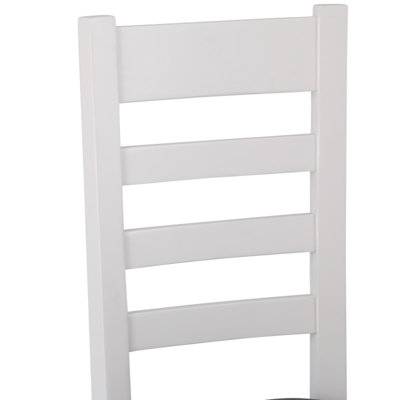 Ladder Back Dining Chair with Fabric Seat - L41 x W46.5 x H100 cm - White