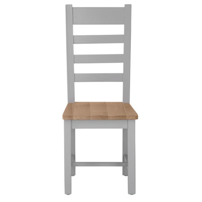 Ladder Back Dining Chair with Wooden Seat - L41 x W46.5 x H100 cm - Grey