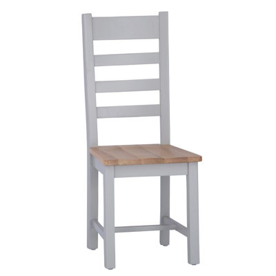 Ladder Back Dining Chair with Wooden Seat - L41 x W46.5 x H100 cm - Grey