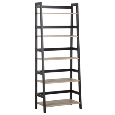 Ladder Shelf Light Wood and Black CROYDON