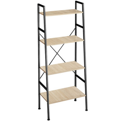 Ladder Shelf Liverpool - industrial style, with 4 shelves, 61.5 x 36.5 x 150 cm - industrial wood light, oak Sonoma