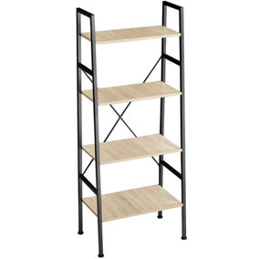 Ladder shelf Newcastle - 4 Shelves - industrial wood light, oak Sonoma