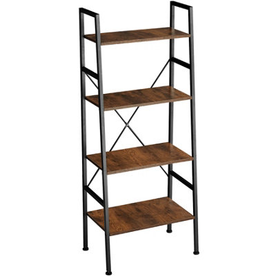 Ladder Shelf Newcastle - industrial style, with 4 shelves, 57.5 x 35.5 x 139 cm - Industrial wood dark, rustic