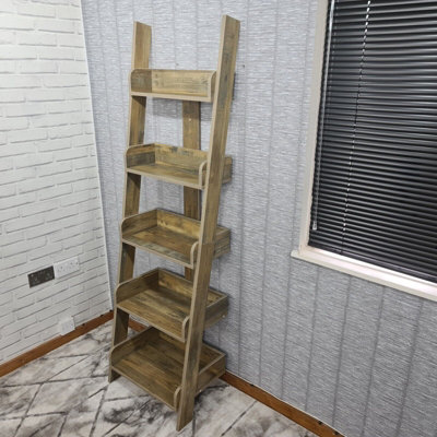 Rustic leaning on sale ladder shelf