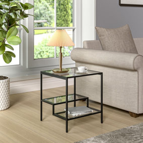 Ladder Style Tempered Glass Side Table End Table