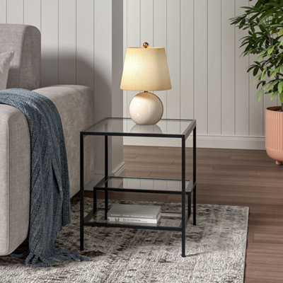 Ladder Style Tempered Glass Side Table End Table