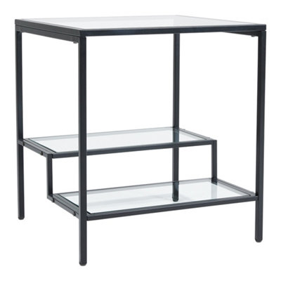 Ladder Style Tempered Glass Side Table End Table