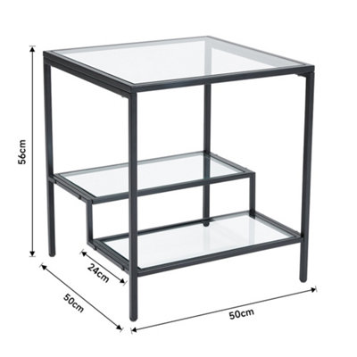 Ladder Style Tempered Glass Side Table End Table