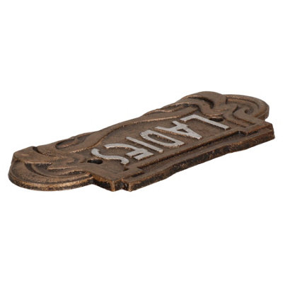 ART DECO LADIES Toilet Cast Iron Sign Plaque Door Wall Cafe Shop Pub Hotel Bar $39.63 - PicClick AU