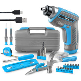 Ladies Pink Electric Screwdriver Tool Kit Bit Set, 35 Pc 3.6V USB Hi-Spec