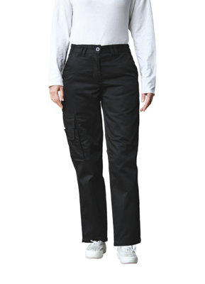 Ladies's Black Cargo Combat Work Trousers , WAIST 8 , LEG 28 ,