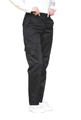 Ladies's Black Cargo Combat Work Trousers , WAIST 8 , LEG 28 ,